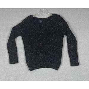 VTG American Eagles Sweater Womens S Petite Black Boyfriend Preppy Career Casual